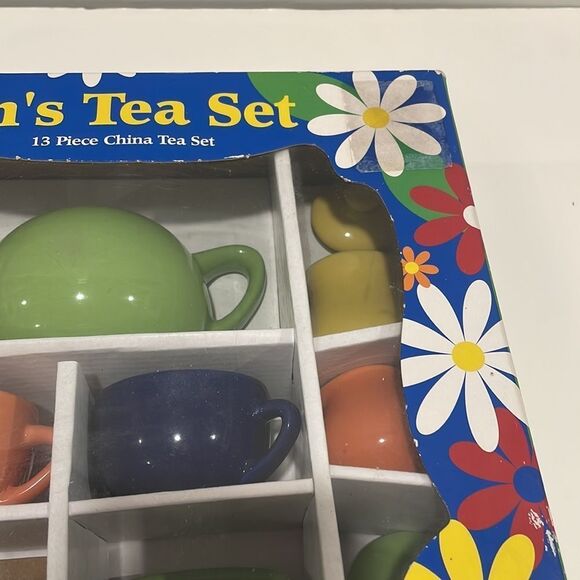 Schylling Retro Fiesta Style Childs Ceramic China Tea Set - Picture 13 of 15